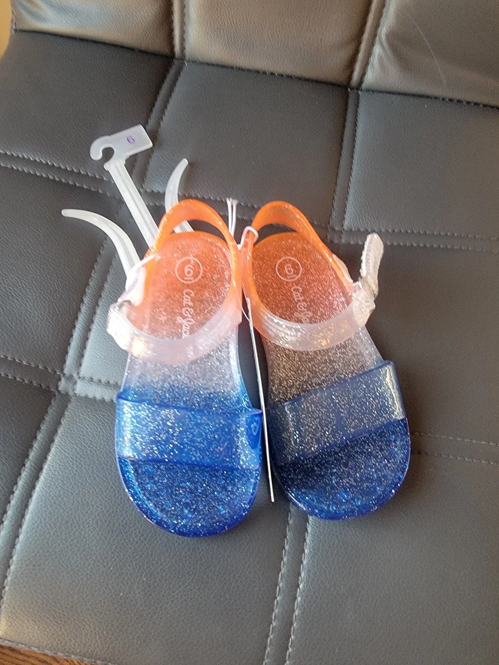 Toddler Girls' Striped Casual Sandals - Cat & Jack Blue/Clear/Red Size 6